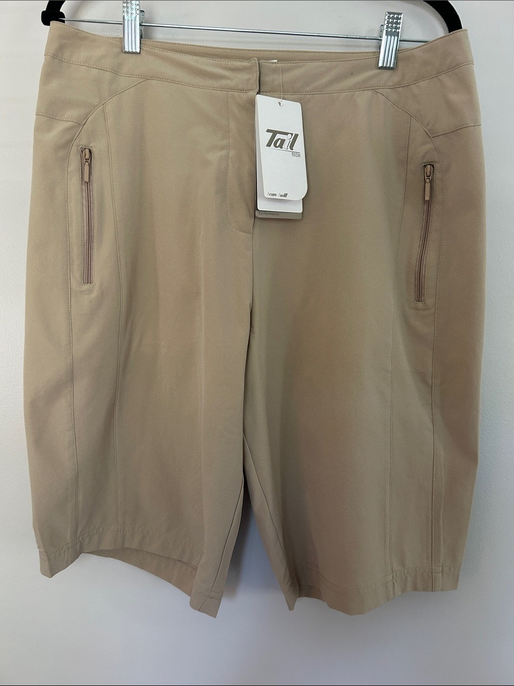 Tail Tech Women's Tan Bermuda Shorts with Zip Pockets NWT